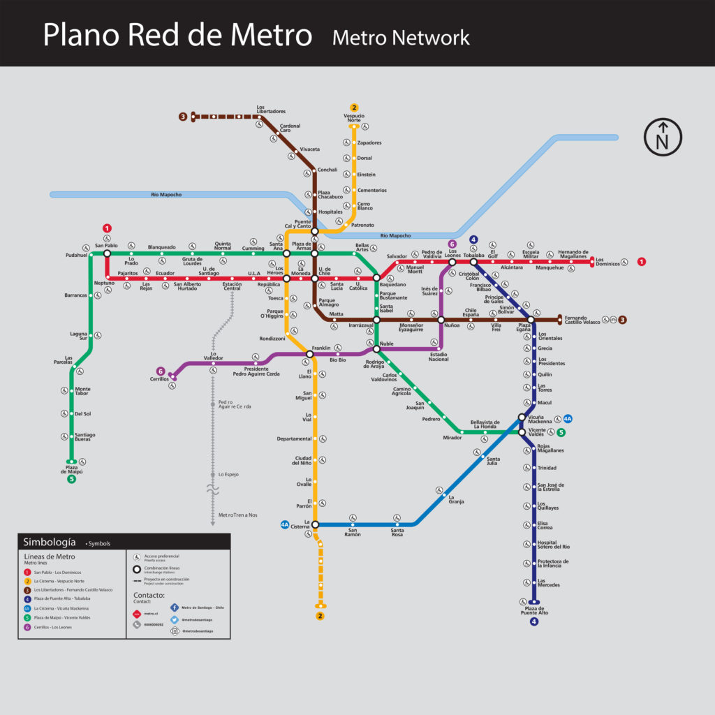 Mapa do metrô de Santiago